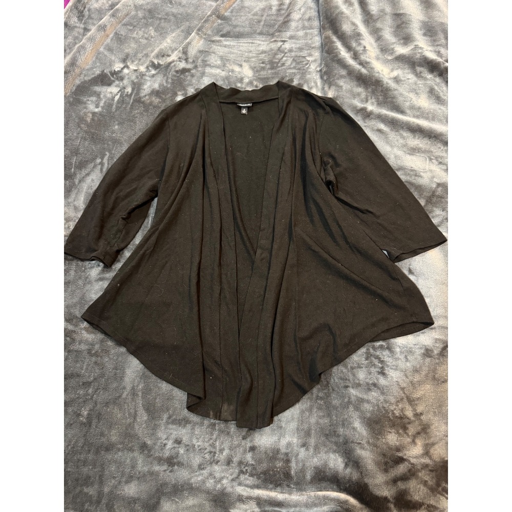 Torrid Womens Black Open Front Cardigan Y2K Handkerchief Hem 3/4 Sleeve Size 2